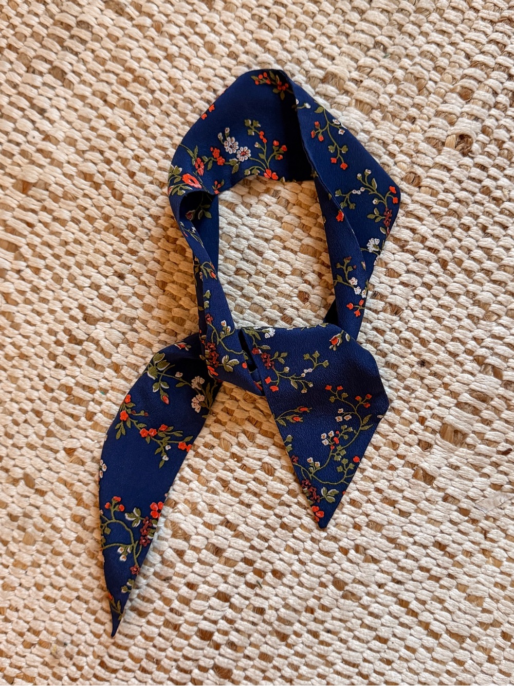 100% Silk Madewell Navy Floral Skinner Scarf Bandana